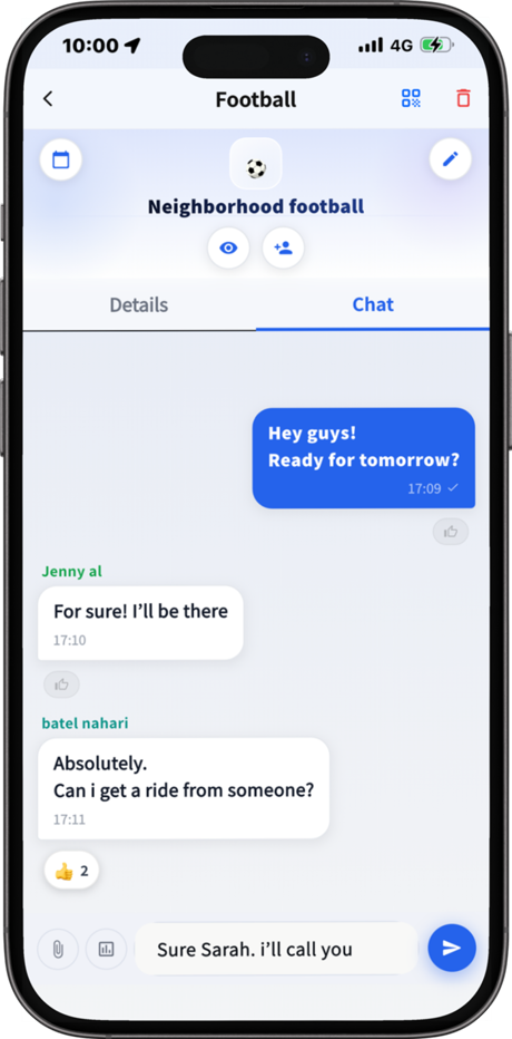 GameFill chat screen